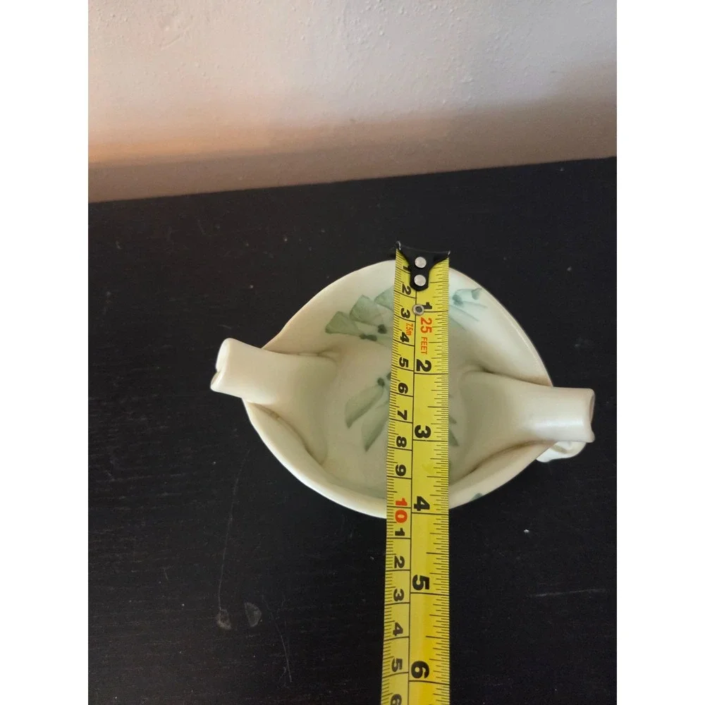 Hilborn Pottery Pinch Pot Cream Green Fern Trinket Bowl Dish Canada 6''